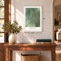 Pinos Altos, New Mexico map, 12 x 18 inch print in a white frame in an entryway