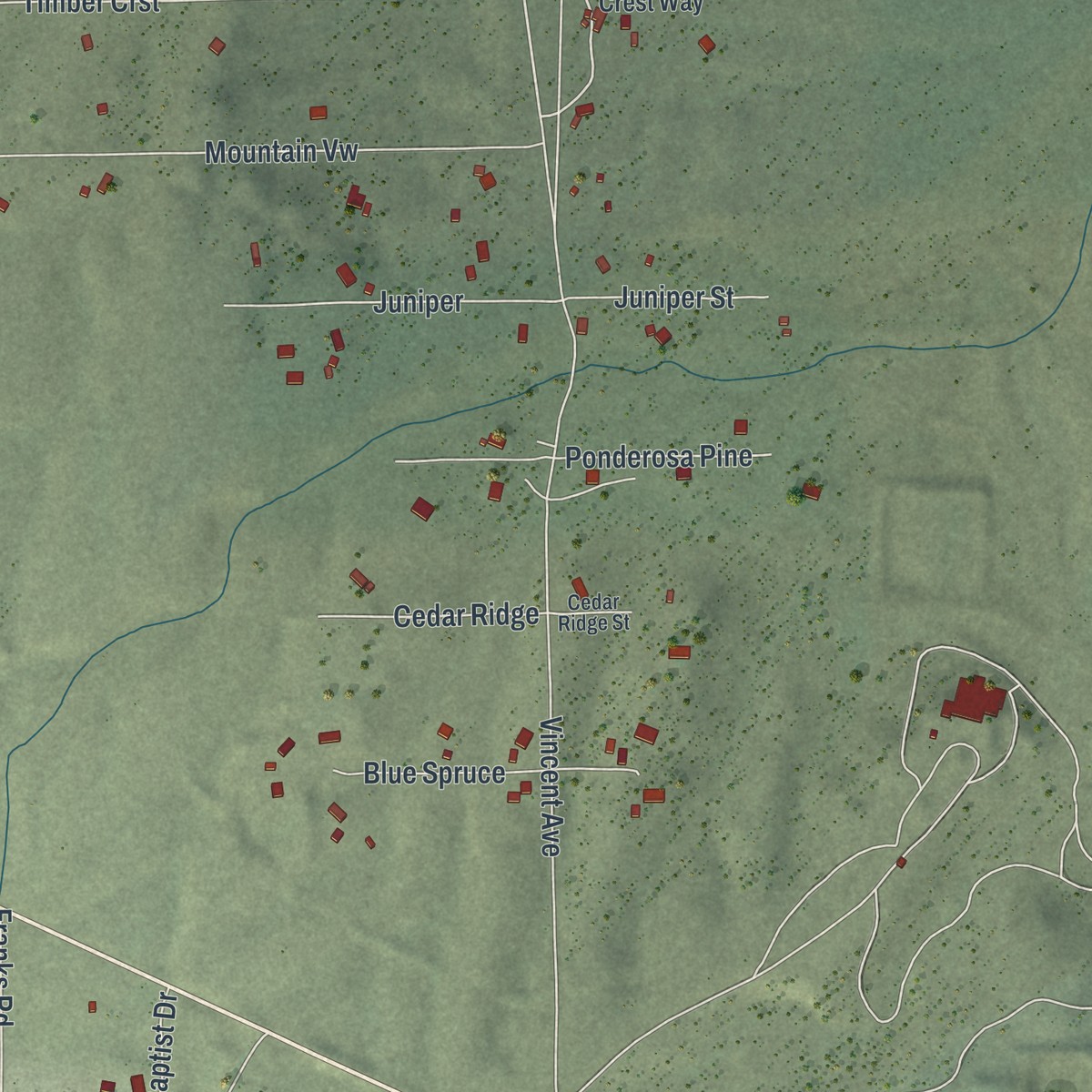 Second close-up of the map of Pioche, Nevada print showing more streets and buildings