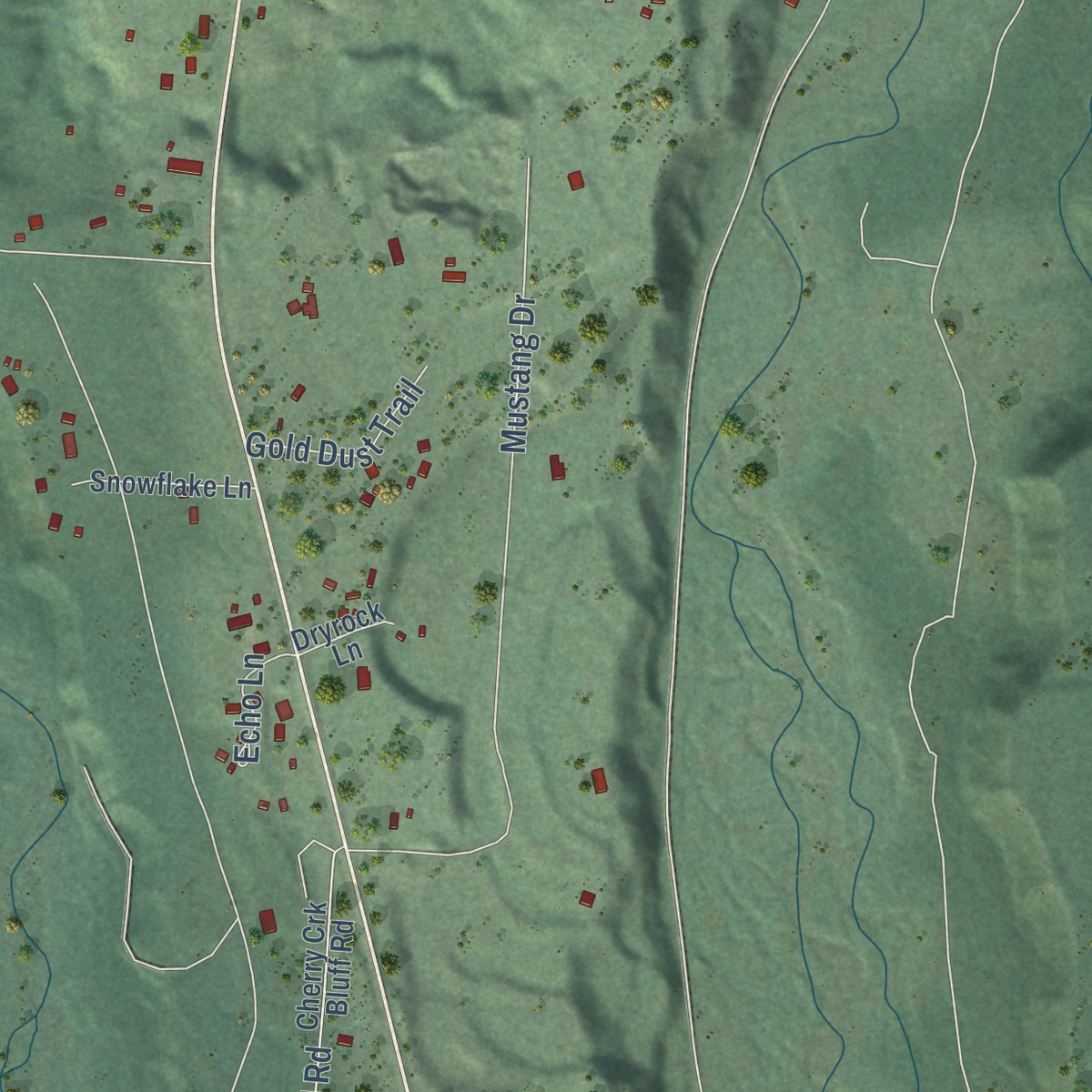 Second close-up of the map of Pioneer Junction, Montana print showing more streets and buildings