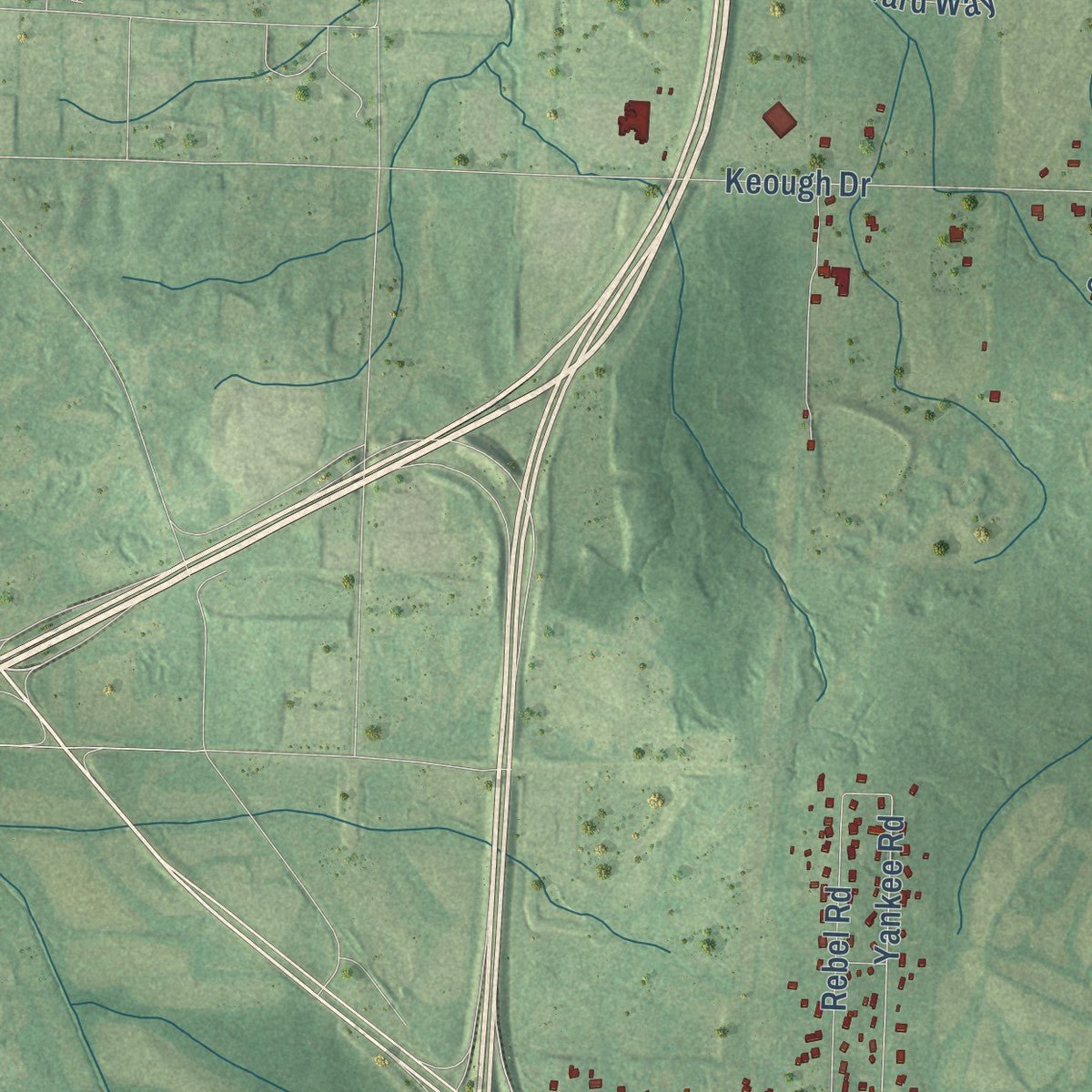 Second close-up of the map of Piperton, Tennessee print showing more streets and buildings
