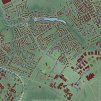 Second close-up of the map of Piscataway, New Jersey print showing more streets and buildings