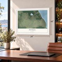 Pittman, Florida map, 18 x 24 inch print in a white frame in a home office