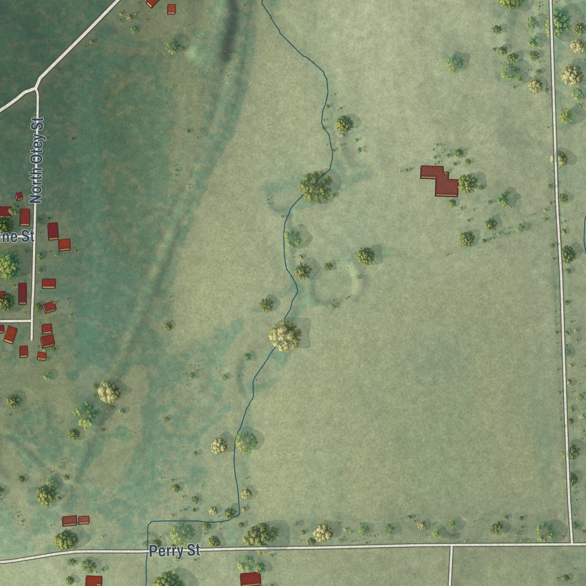 Second close-up of the map of Pittsburg, Illinois print showing more streets and buildings
