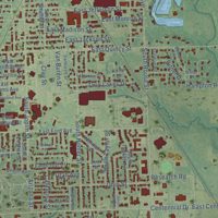 Second close-up of the map of Pittsburg, Kansas print showing more streets and buildings