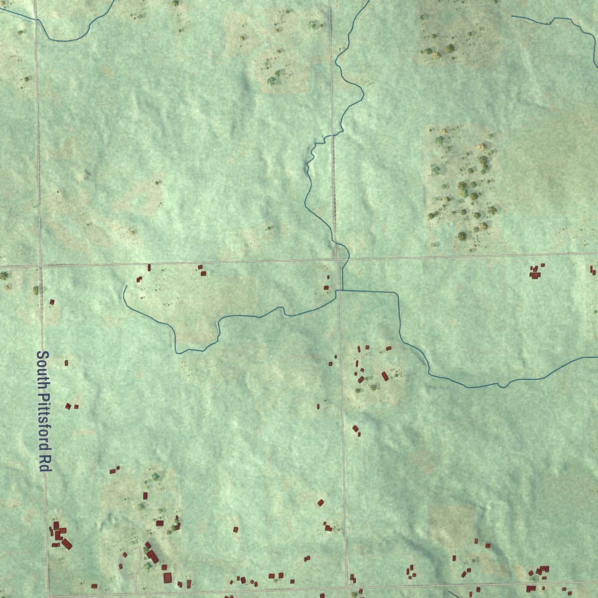 Second close-up of the map of Pittsford, Michigan print showing more streets and buildings