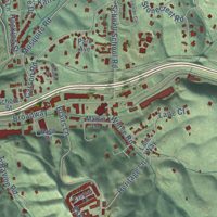 Second close-up of the map of Placerville, California print showing more streets and buildings
