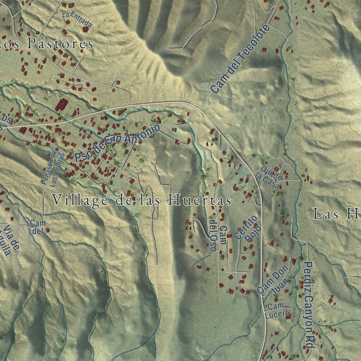 Second close-up of the map of Placitas, Sandoval County, New Mexico print showing more streets and buildings
