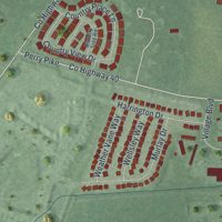 Second close-up of the map of Plain City, Ohio print showing more streets and buildings