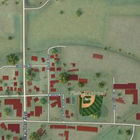 Second close-up of the map of Plain, Wisconsin print showing more streets and buildings