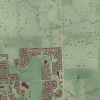Second close-up of the map of Plainfield, Illinois print showing more streets and buildings