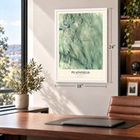 Plainfield, Massachusetts map, 18 x 24 inch print in a white frame in a home office