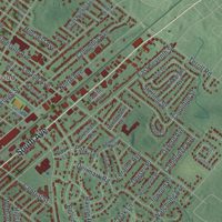 Second close-up of the map of Plainfield, New Jersey print showing more streets and buildings