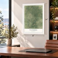 Plainsburg, California map, 18 x 24 inch print in a white frame in a home office