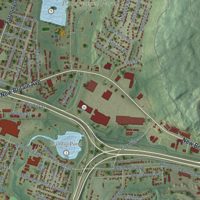 Second close-up of the map of Plainville, Connecticut print showing more streets and buildings