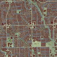 Second close-up of the map of Plano, Texas print showing more streets and buildings