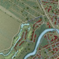 Second close-up of the map of Plaquemine, Louisiana print showing more streets and buildings