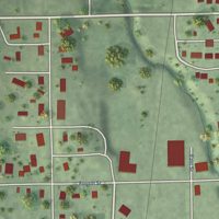 Second close-up of the map of Platte Center, Nebraska print showing more streets and buildings