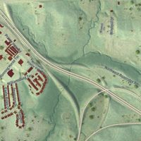 Second close-up of the map of Platte City, Missouri print showing more streets and buildings