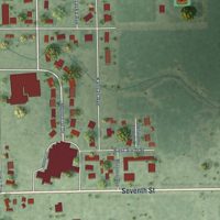 Second close-up of the map of Platte, South Dakota print showing more streets and buildings