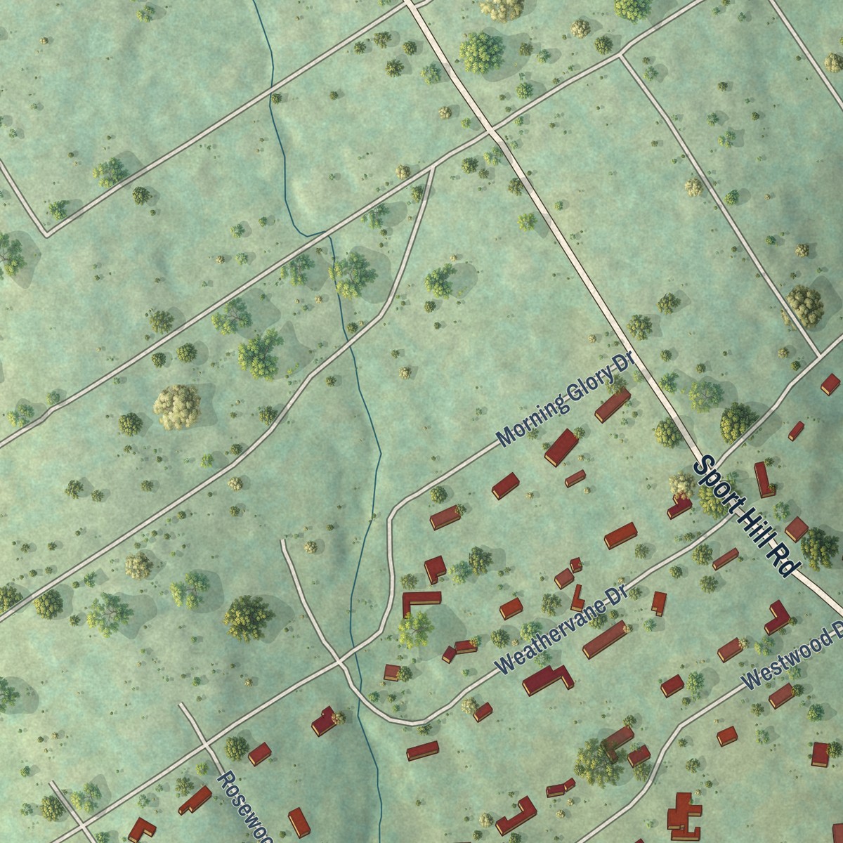 Second close-up of the map of Plattsville, Connecticut print showing more streets and buildings