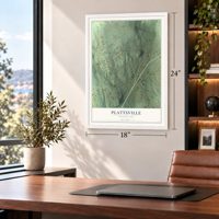 Plattsville, Connecticut map, 18 x 24 inch print in a white frame in a home office