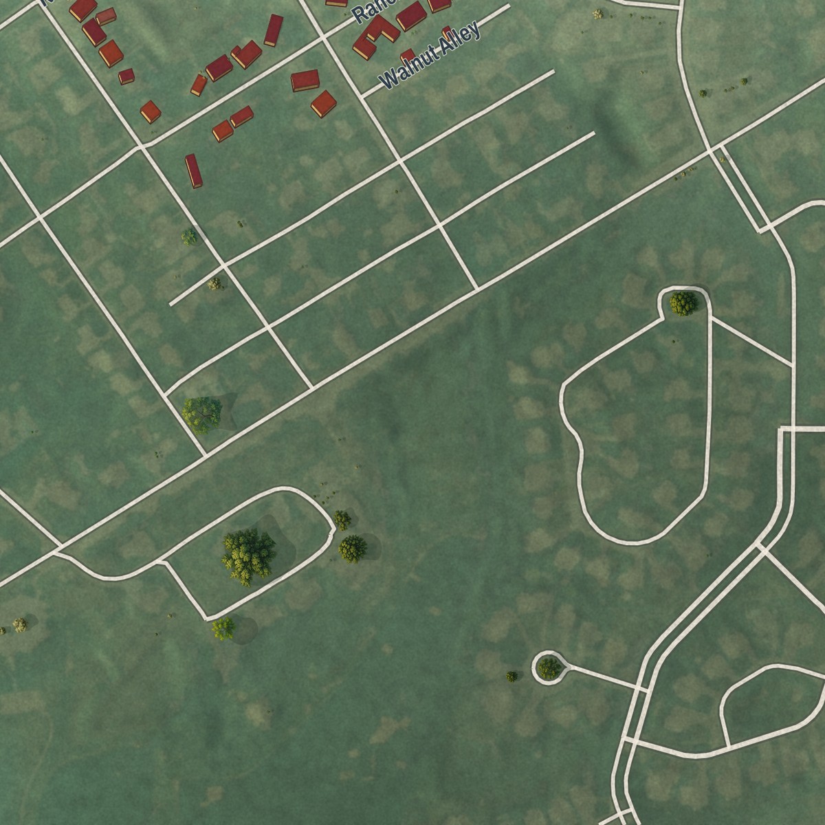 Second close-up of the map of Pleasant Hill, Pennsylvania print showing more streets and buildings