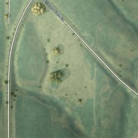 Second close-up of the map of Pleasant Plain, Iowa print showing more streets and buildings