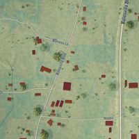 Second close-up of the map of Pleasant Plains, Arkansas print showing more streets and buildings
