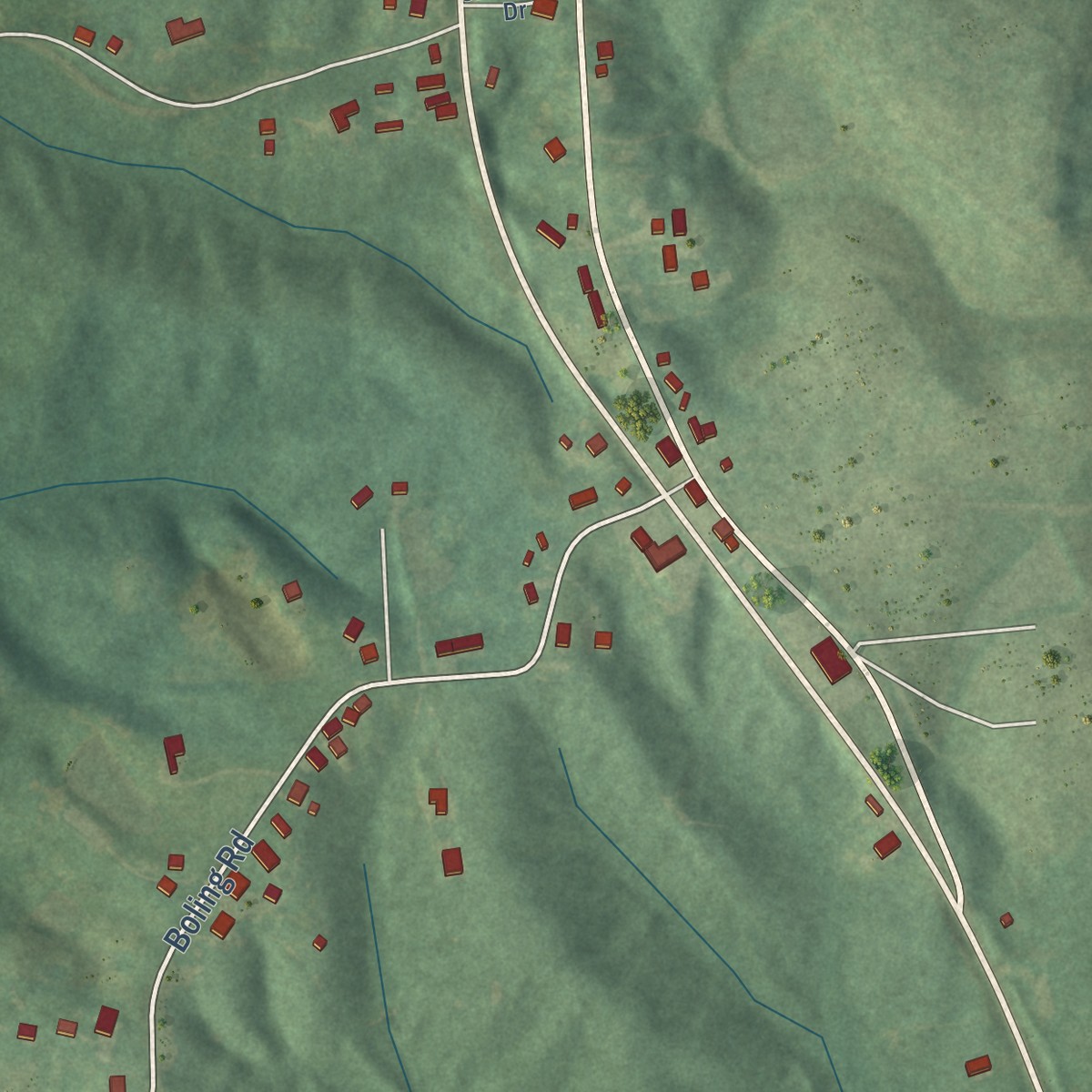 Second close-up of the map of Pleasant Ridge, Kentucky print showing more streets and buildings