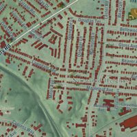 Second close-up of the map of Pleasant Ridge, Ohio print showing more streets and buildings