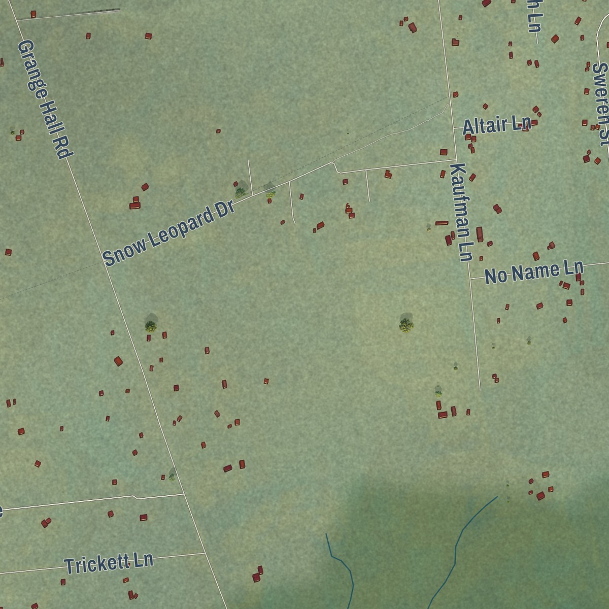 Second close-up of the map of Pleasant Valley, Alaska print showing more streets and buildings