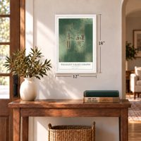 Pleasant Valley Colony, South Dakota map, 12 x 18 inch print in a white frame in an entryway