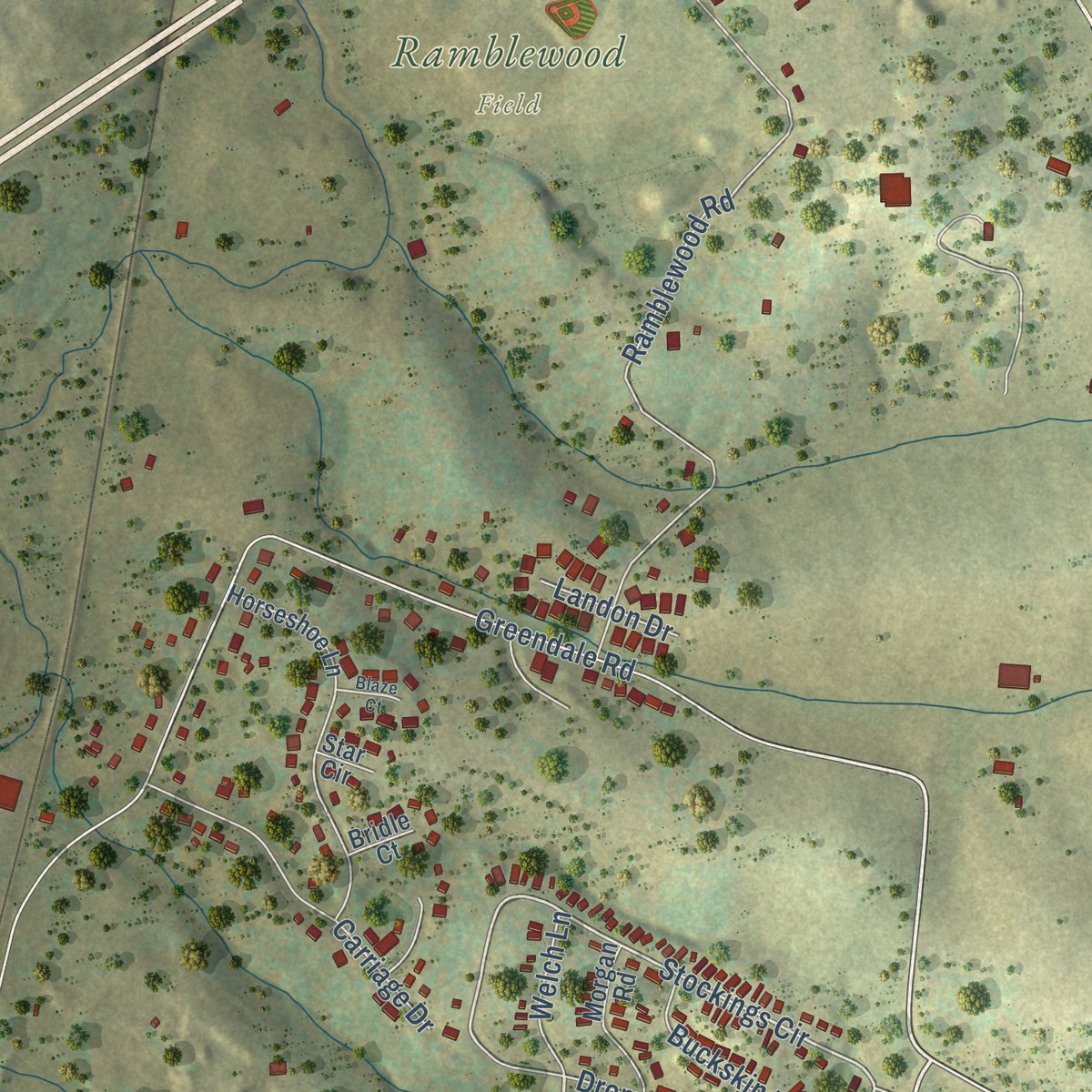 Second close-up of the map of Pleasant Valley, Virginia print showing more streets and buildings