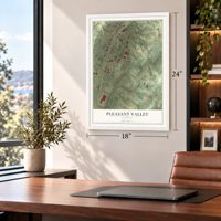 Pleasant Valley, Virginia map, 18 x 24 inch print in a white frame in a home office