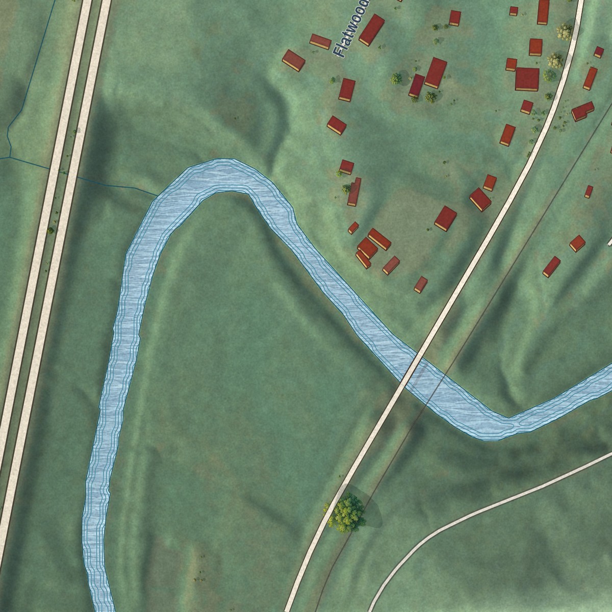 Second close-up of the map of Pleasant View, Kentucky print showing more streets and buildings