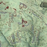Second close-up of the map of Pleasant View, Tennessee print showing more streets and buildings