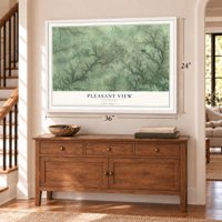Pleasant View, Tennessee map, 24 x 36 inch print in a white frame above a dresser by a staircase