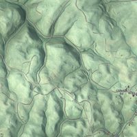 Second close-up of the map of Plumcreek, Pennsylvania print showing more streets and buildings