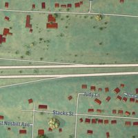 Second close-up of the map of Plumerville, Arkansas print showing more streets and buildings