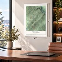 Plumstead, Pennsylvania map, 18 x 24 inch print in a white frame in a home office
