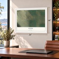Plush, Oregon map, 18 x 24 inch print in a white frame in a home office