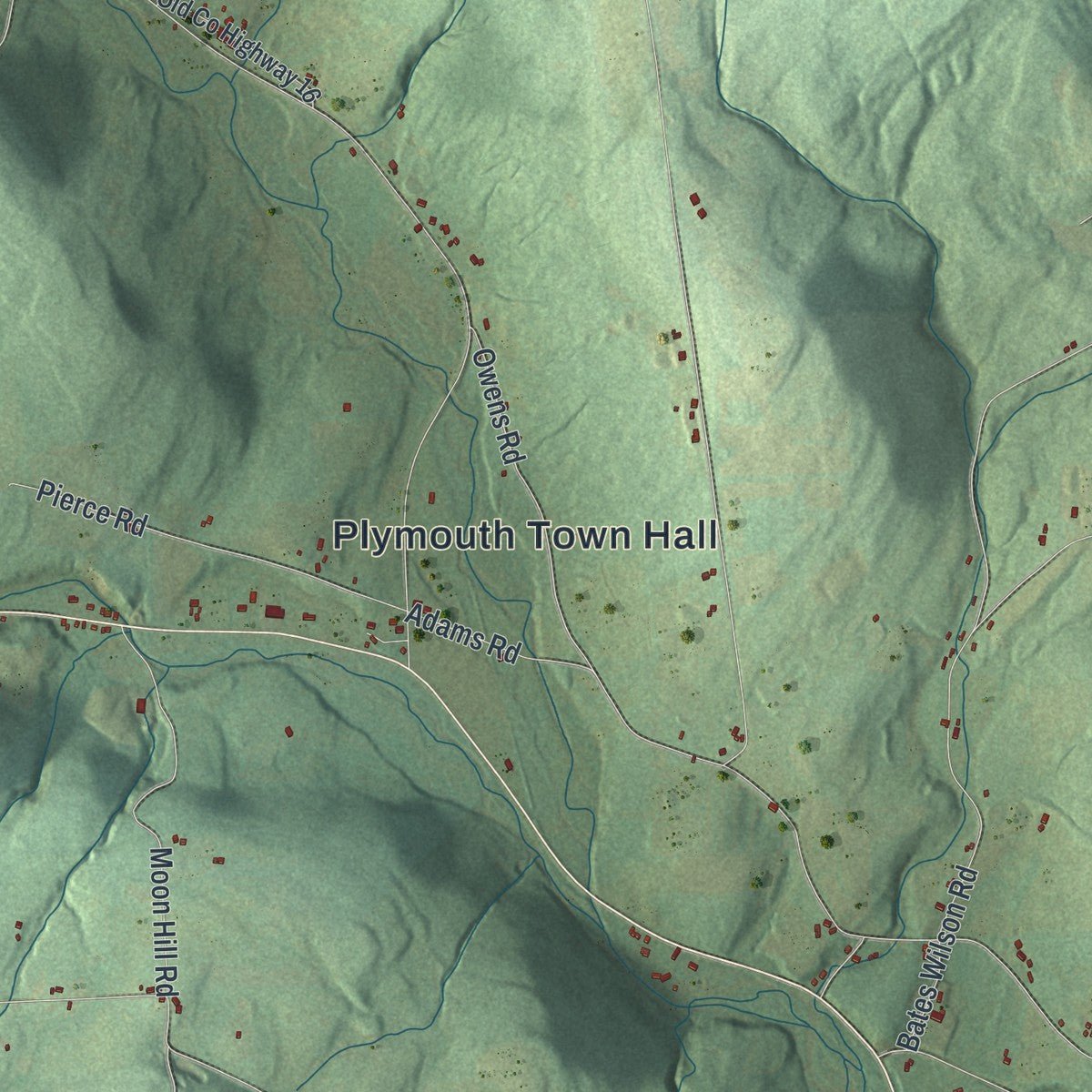 Second close-up of the map of Plymouth, New York print showing more streets and buildings