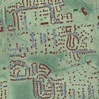 Second close-up of the map of Plymouth, Wayne County, Michigan print showing more streets and buildings