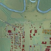 Second close-up of the map of Pocahontas, Arkansas print showing more streets and buildings