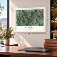 Pocahontas, Virginia map, 18 x 24 inch print in a white frame in a home office