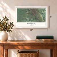 Pocatello, Idaho map, 12 x 18 inch print in a white frame in an entryway