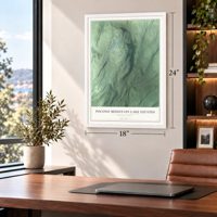 Pocono Mountain Lake Estates, Pennsylvania map, 18 x 24 inch print in a white frame in a home office