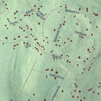 Second close-up of the map of Pocono Ranch Lands, Pennsylvania print showing more streets and buildings