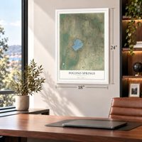 Pocono Springs, Pennsylvania map, 18 x 24 inch print in a white frame in a home office