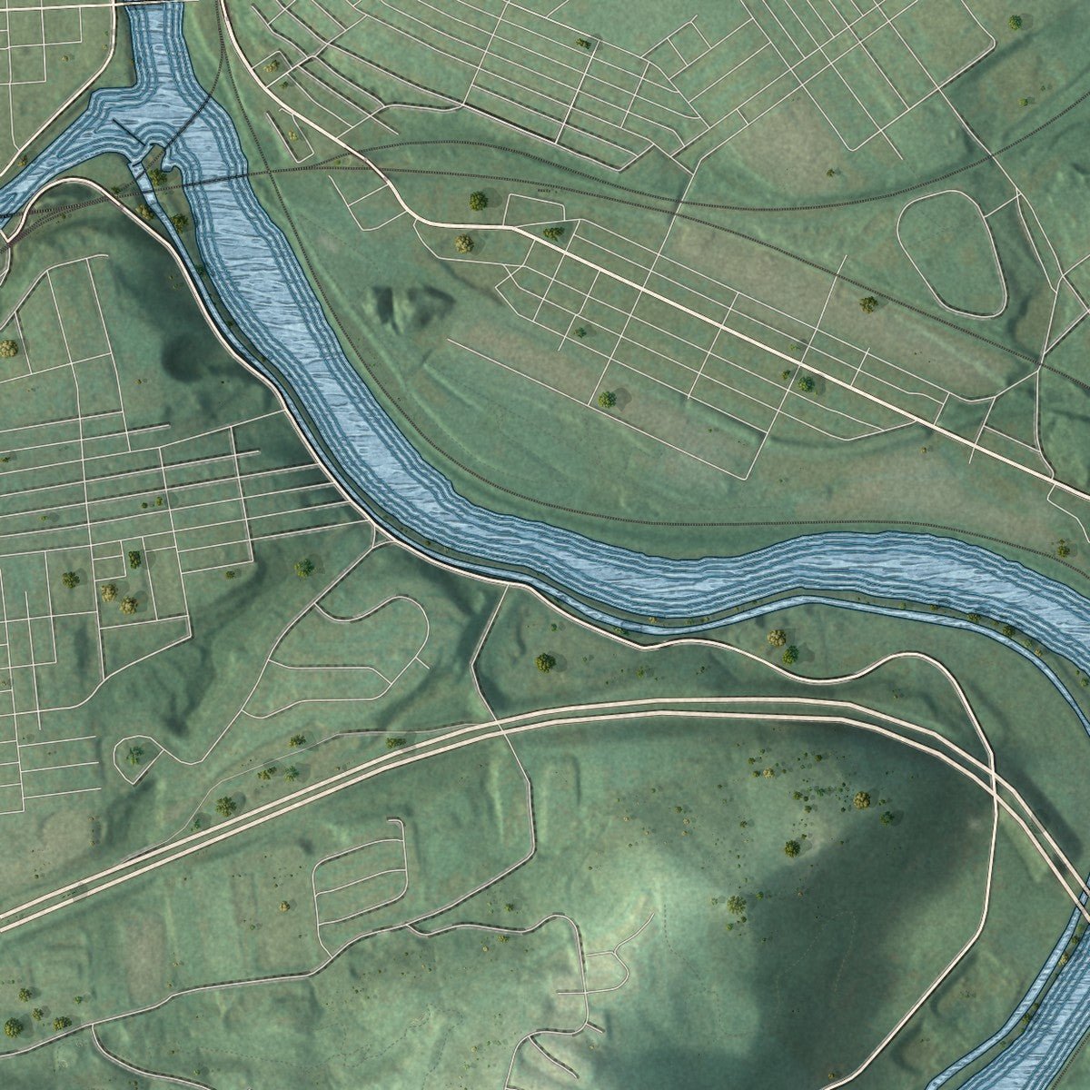 Second close-up of the map of Pohatcong, New Jersey print showing more streets and buildings